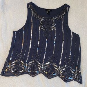 Sequined & beaded tank top